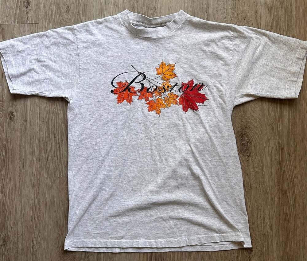 Vintage Boston Autumn Leaves Graphic T-Shirt